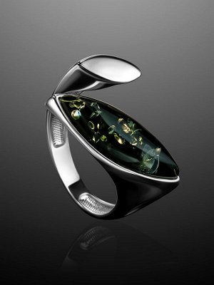 Оригинальное кольцо «Либерти» из серебра и зелёного янтаря, 006304086