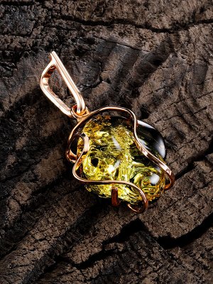 Изящная янтарная подвеска в оправе из золоченого серебра «Риальто», 010202234