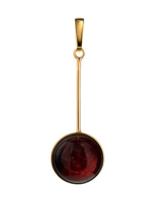 Яркий эффектный кулон «Сорбонна» из позолоченного серебра и натурального вишнёвого янтаря, 010205046