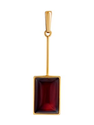 Яркий объёмный кулон из позолоченного серебра с вишнёвым янтарём «Спарта», 010206111