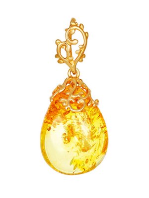 Яркая подвеска из серебра и прозрачного лимонного янтаря «Версаль», 010202187