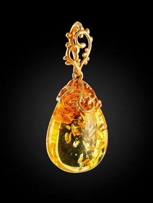 Яркая подвеска из серебра и прозрачного лимонного янтаря «Версаль», 010202187