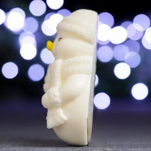 Фигурное мыло "Снеговик со снегирём" белый, 110гр, 9х6,5х3,5см