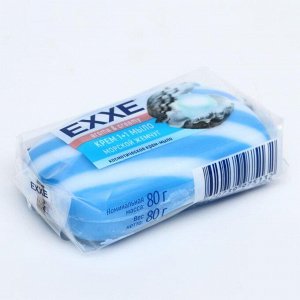 Крем+мыло Exxe 1+1 "Морской жемчуг" синее полосатое, 80 г