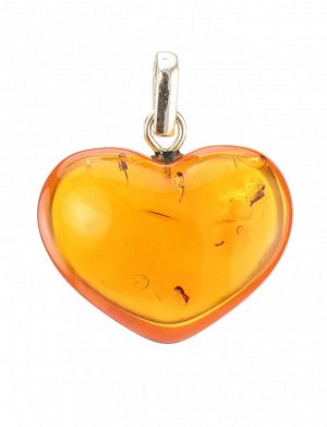 Кулон из натурального коньячного янтаря с прозрачной текстурой «Сердце», 605404142