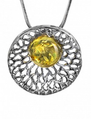 Роскошный серебряный кулон «Венера» со вставкой из сверкающего лимонного янтаря, 501710263