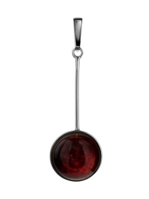 Кулон из натурального янтаря насыщенного вишневого цвета в серебре «Сорбонна», 001705053