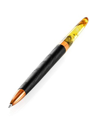 Ручка из морёного дерева и натурального балтийского янтаря с включениями насекомых, 010602241