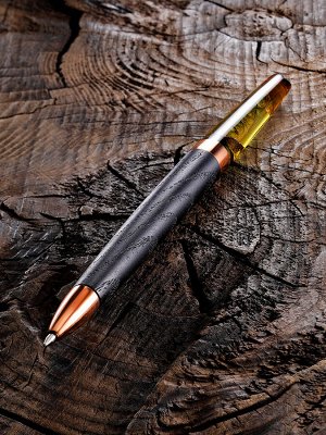 Ручка из морёного дерева и натурального балтийского янтаря с включениями насекомых, 010602241