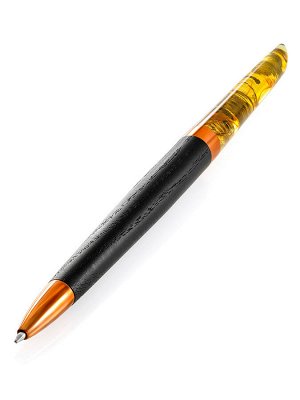 Ручка из дерева и натурального цельного янтаря с инклюзом, 010604146