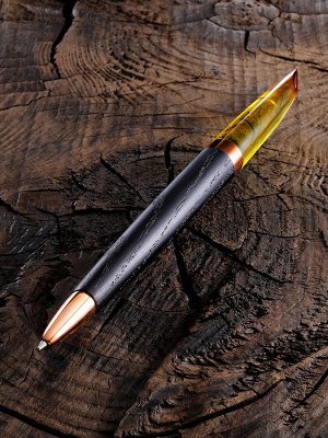Ручка из дерева и натурального цельного балтийского янтаря с инклюзами, 010602238