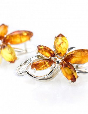 Небольшие серебряные серьги с натуральным золотисто-лимонным янтарём «Барбарис», 606507217