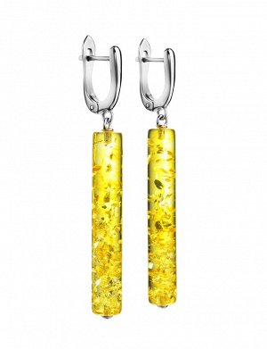 Оригинальные серьги из серебра и натурального лимонного янтаря «Кения», 906504051