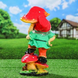 Садовая фигура "Гном с грибом Welcome", разноцветный, 41 см, микс