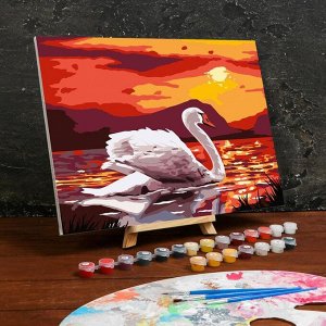 Картина по номерам на холсте с подрамником «Лебедь на озере» 30?40 см