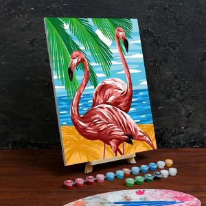 Картина по номерам на холсте с подрамником «Фламинго» 30?40 см