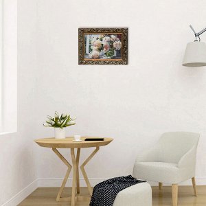 Гобеленовая картина "Пионы на окне" 26*35 см рамка МИКС