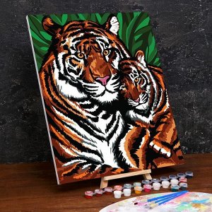 Картина по номерам на холсте с подрамником «Тигры» 40?50 см