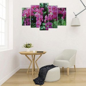 Картина модульная на подрамнике "Фиолетовая орхидея" 2-25*52,2-25*66,5,1-25*80, 80*140  см