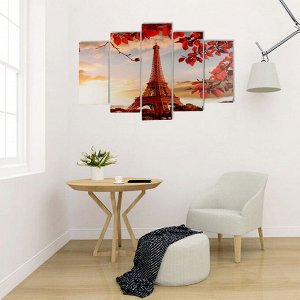 Модульная картина "Эйфелева башня" (2-25х50, 2-25х67, 25х80 см) 80х140 см