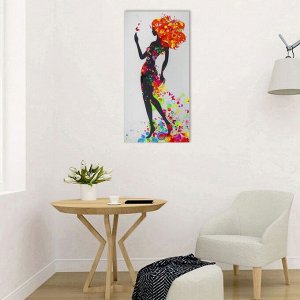 Картина на стекле "Чёрная леди с бабочками" 50*100см