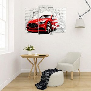Модульная картина "Красный автомобиль" (2-25х50, 30х60 см) 60х80 см