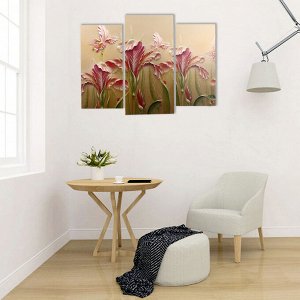 Картина модульная на подрамнике "Цветы" (2-25х50, 30х60см) 80х60 см