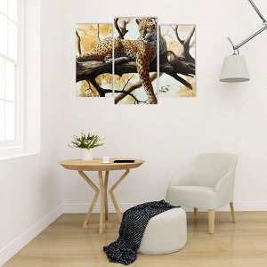 Картина модульная на подрамнике "Гепард на отдыхе" (2-25х50, 30х60 см) 80х60 см