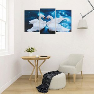 Модульная картина на подрамнике "Сказочные лебеди" (2-31х44; 1-31х51) 93х51 см