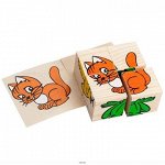 3333-1 Кубики деревянные Животные 4 шт.