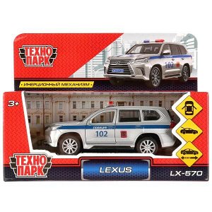 LX570-P Машина металл "LEXUS LX-570 ПОЛИЦИЯ", 12см, открыв. двери, инерц. в кор. Технопарк в кор.2*36шт