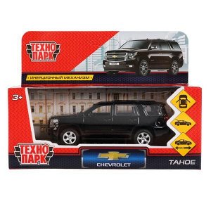 TAHOE-BK Машина металл "CHEVROLET TAHOE" 12см, открыв. двери, инерц, ЧЁРНЫЙ в кор. Технопарк в кор.2*36шт