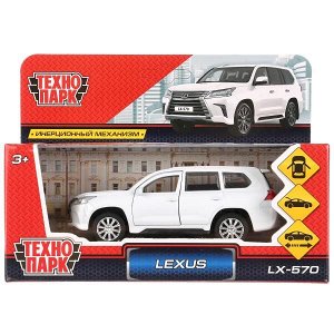 LX570-WH Машина металл LEXUS LX-570, длина 12см, открыв. двери, инерц, БЕЛЫЙ в кор. Технопарк в кор.2*36шт