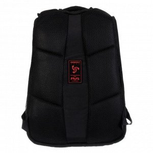 Рюкзак молодёжный с эргономичной спинкой Grizzly, 43 х 31 х 20, чёрный/серый