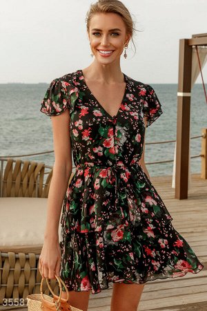 Воздушное шифоновое платье с цветочным принтом