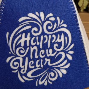 Шапка банная  с аппликацией  "Happy new year", в ассорт.