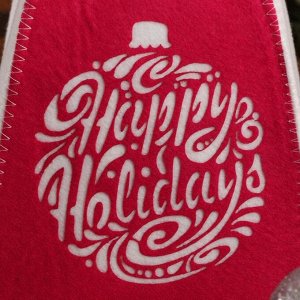 Шапка банная  с аппликацией  "Happy Holidays"