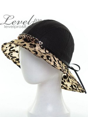 Шляпа Лен рыхлый + органза леопард - Летиция шляпа 
Состав: лен натуральный 100%