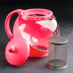 Чайник стеклянный заварочный «Домашний»,1,25 л, с металлическим ситом, цвет МИКС