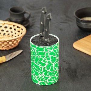Подставка для ножей с наполнителем «Зелёный разлом», 14x9 см, soft-touch, цвет зелёный