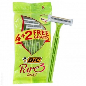 BIC Lady 3 PURE станок однораз. (4+2 шт. в пакете), с 3 лезвиями