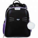 Ранец N1School Kitty black, 2 отд., ортопед. спинка, экокожа...