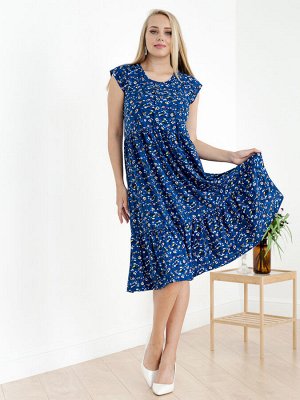 Платье Стефани-Ц-3 (Цветы на синем)