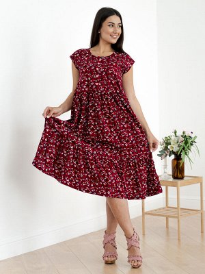 Платье Стефани-Ц-4 (Цветы на красном)