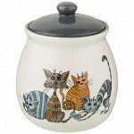БАНКА ДЛЯ СЫПУЧИХ ПРОДУКТОВ &quot;ОЗОРНЫЕ КОТЫ&quot; 1100 МЛ 13*13*15 СМ (КОР=24 ШТ.)
