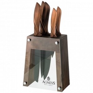 Набор ножей agness на пластиковой подставке, 6 предметов