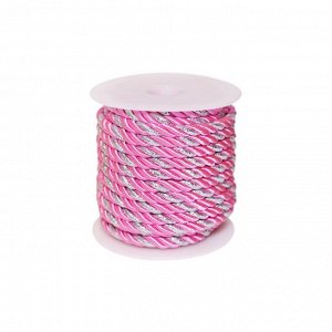 Шнур витой двухпрядный диам. 5,5 мм (серебро) розовый