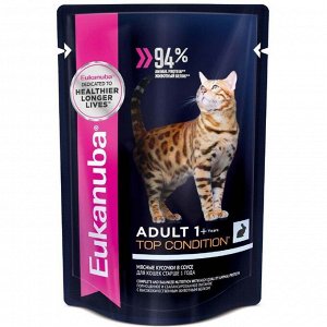 Влажный корм EUK Cat для взрослых кошек, кролик в соусе, пауч, 85 г