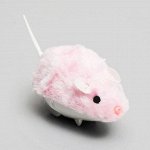 Мышь заводная меховая малая, 8,5 см, розовая