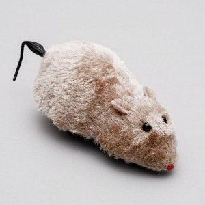 Мышь заводная меховая, 12 см, серая